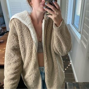 Teddy Sherpa Jacket Sweater Hooded Soft Cozy